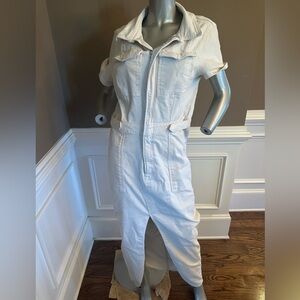 Good American Cream Denim Maxi Dress Sz M